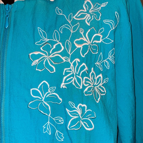 Tag Turquoise Floral Zip-Up Bomber Jacket - Picture 2 of 5